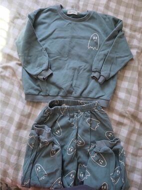 Kids Ghost Print Matching Set - Blue